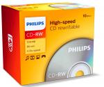 10 Philips Rohlinge CD-RW 80Min 700MB 12x Jewelcase