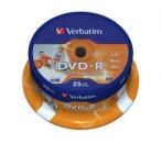 25 Verbatim Rohlinge DVD-R full printable 4,7GB 16x Spindel