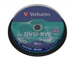 10 Verbatim Rohlinge DVD-RW 4,7GB 4x Spindel