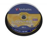 10 Verbatim Rohlinge DVD+RW 4,7GB 4x Spindel